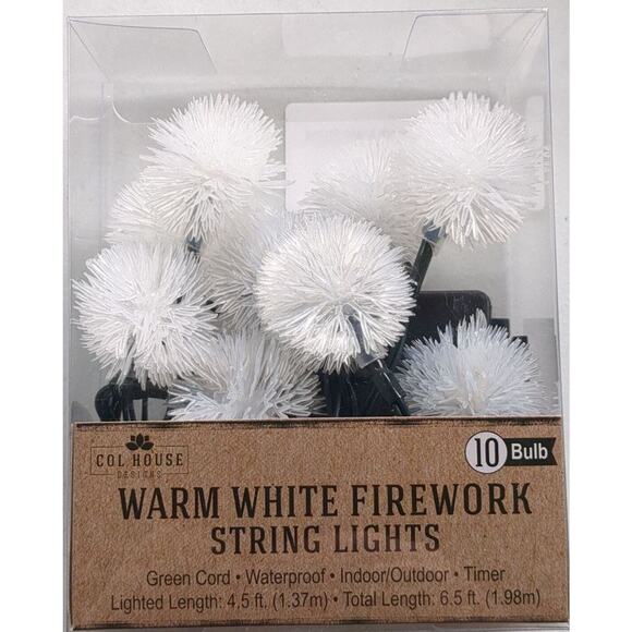 Firework Lights Battery Operated LED Warm White Indoor Outdoor Timer 10 Bulbs - Picture 2 of 6